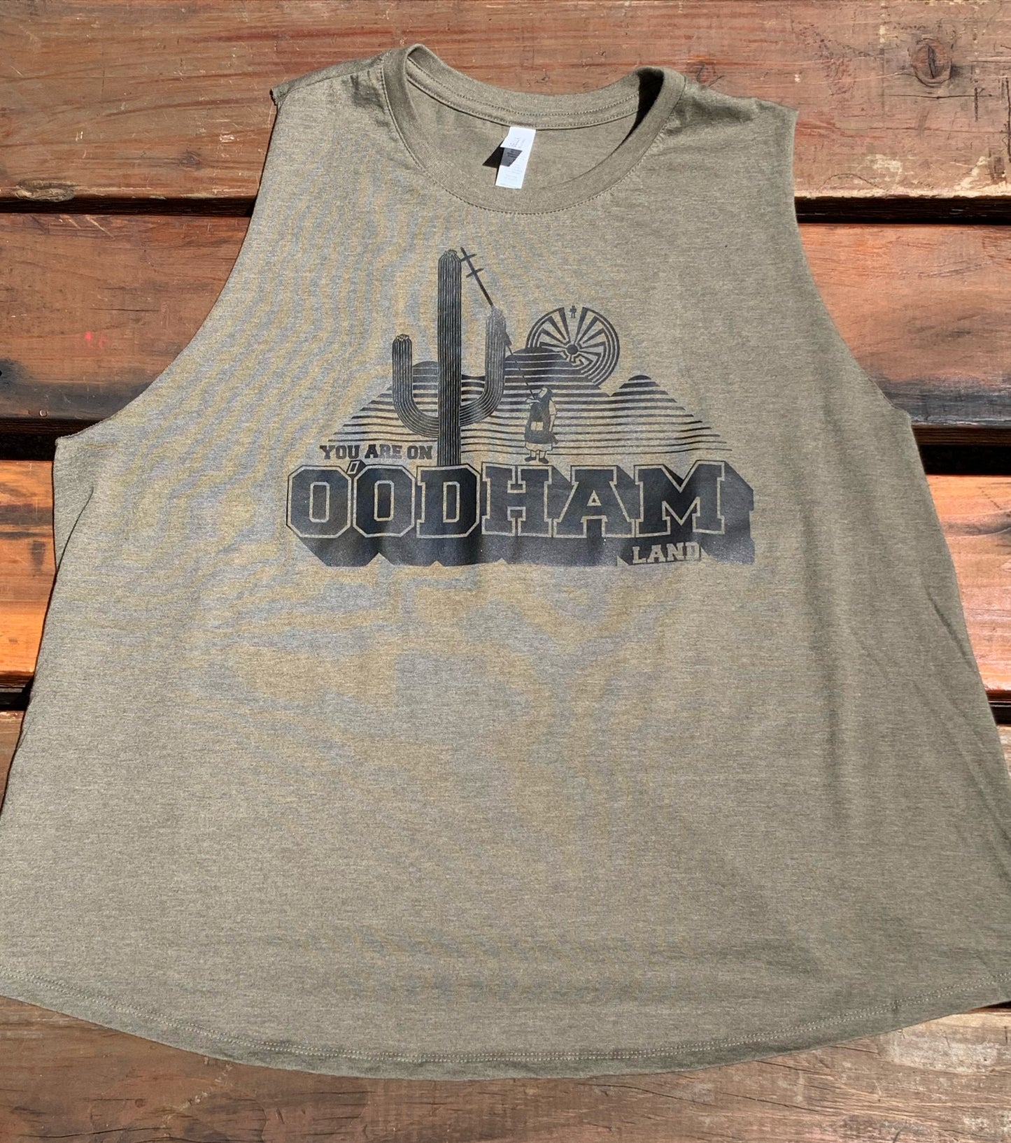 Woman's Your on O'odham Land loose tank tan