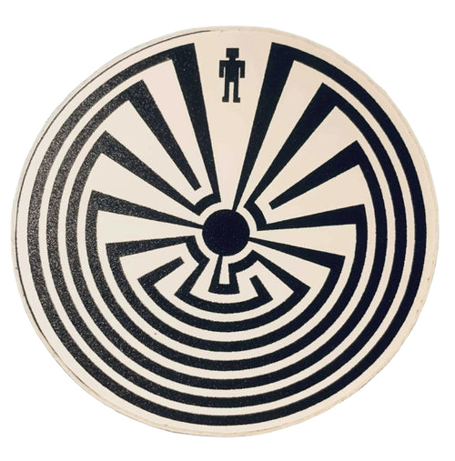 Man in Maze Sticker Black on white