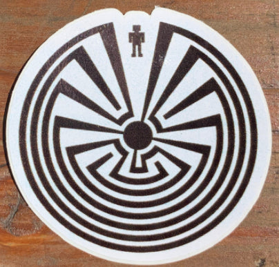 Man in Maze Sticker Black on white